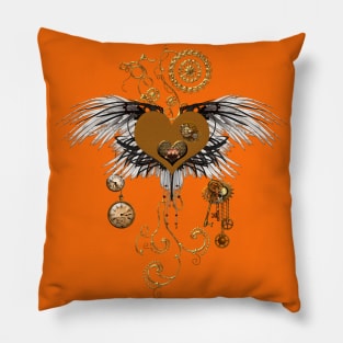 Wonderful steampunk heart with clocks and gears Pillow