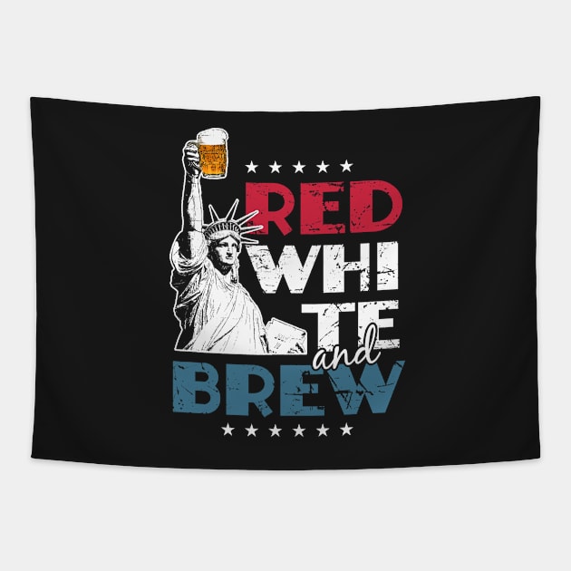 Red White and Brew 4th of July Tapestry by SolarFlare