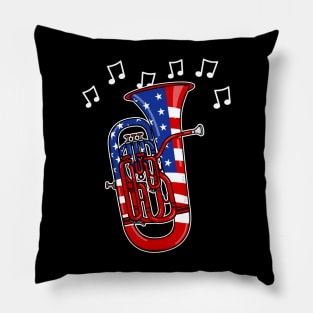 4th July Euphonium American Flag Brass Musician Pillow