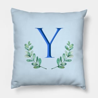 Monogram Botanical Leaf Y Pillow