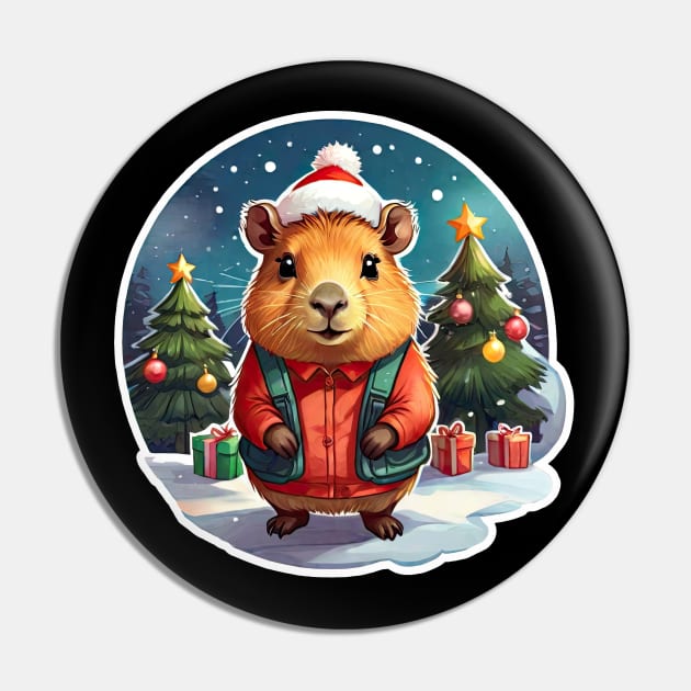 Capybara Christmas, Christmas Animals, Cute Adorable Funny Capybara Pin by PorcupineTees