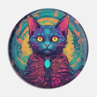 Cat Wizard Cat Mom Cat Psychedelic Pin