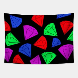 Colorful Gems (Black) Tapestry