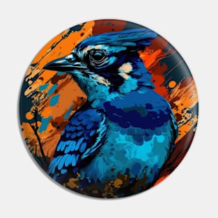 Painted Blue Jay Design Pin