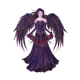 Gothic angel with roses fantasy art by Renee Lavoie T-Shirt