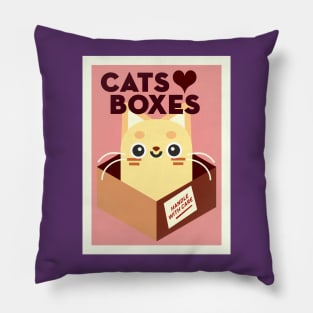 Cats love boxes Pillow