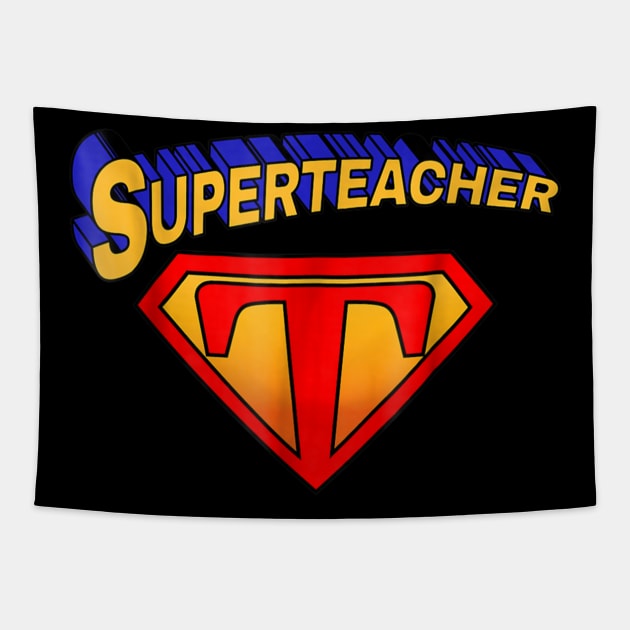 Superteacher Superhero Funny Teacher Gift Tapestry by Vicenta Aryl