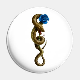 snake and Blue rose Pin