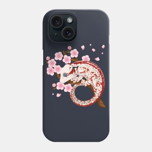 Red Stripe Gargoyle Gecko With Sakura Flowers Phone Case