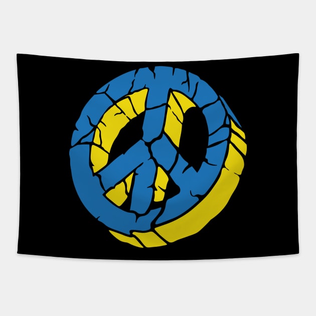 Blue and Yellow Peace Sign Ukraine Flag Colors Peace Symbol Tapestry by Vive Hive Atelier