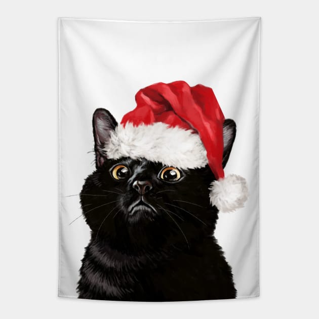 Christmas Black Cat Tapestry by bignosework