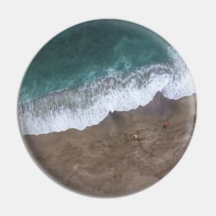 Aerial View Of The Sandy Beach With Ocean Waves Pin