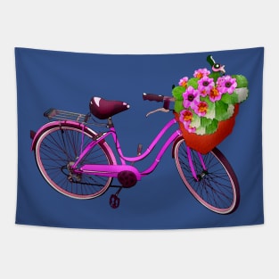 Girl Bike With Flowers Tapestry