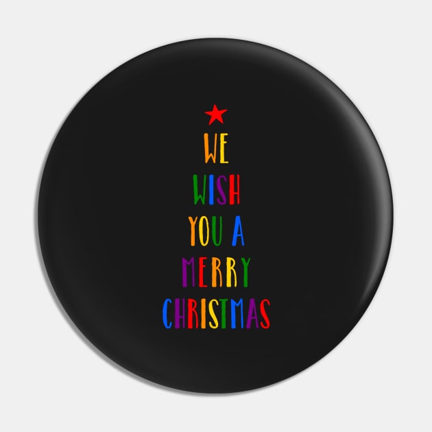 Rainbow Christmas Tree, Christmas card Pin by beakraus