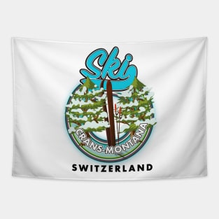 Crans-Montana Switzerland ski poster Tapestry