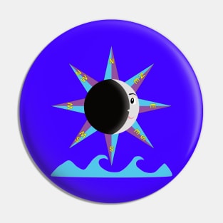 Wind rose with moon and sea Pin