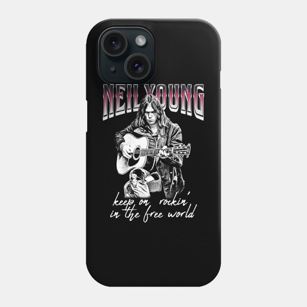 Neil Young Rockin Classic Guitar Phone Case by jawiqonata