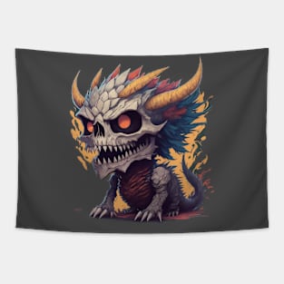 Kawaii Dragon Skulls: Anime-Inspired T-Shirt Designs Tapestry