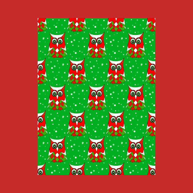 CHRISTMAS Owl Pattern Green by SartorisArt1