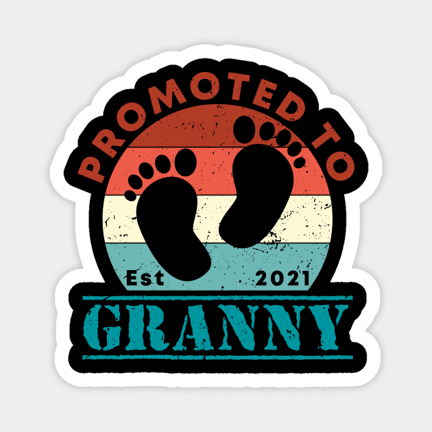 Vintage Promoted to Granny 2021 new Grandmother gift Granny Magnet by Abko90