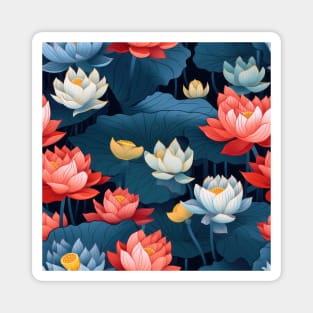 Serenity Blooms: Timeless Lotus Flower Pattern Magnet