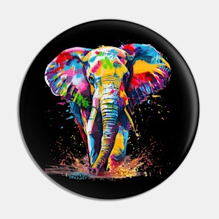 Elephant Colorful Art Design for Animals Love Pin