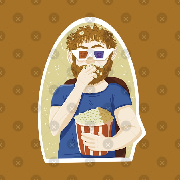 Movie man eating popcorn by Xatutik-Art