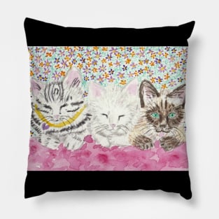 Cute kittens  cat watercolor painting Pillow