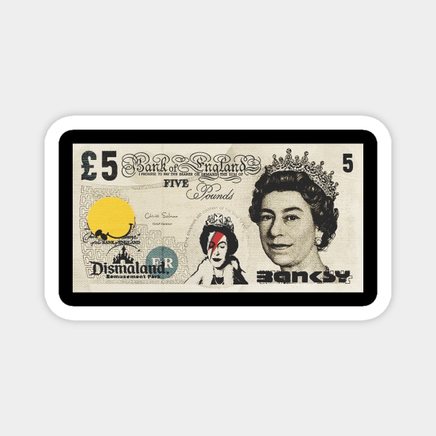 Queen Elizabeth Bowie Tribute on a Fiver Magnet by EvanRude