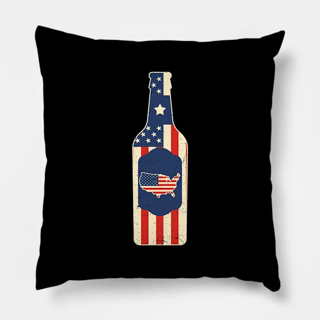 4th Of July 2020 Shirt | America Beer Bottle Gift Pillow by Gawkclothing