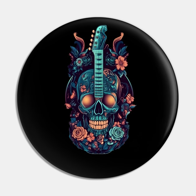 Skull Guitar Pin by TooplesArt