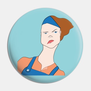 Curious girl in a jumpsuit Pin