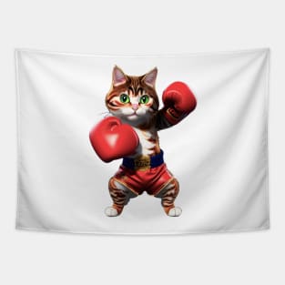 Cat boxer in red gloves Tapestry