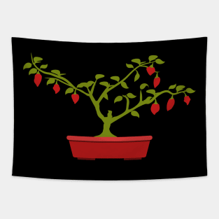 Red Chili Bonsai in Red Bonsai Pot Tapestry