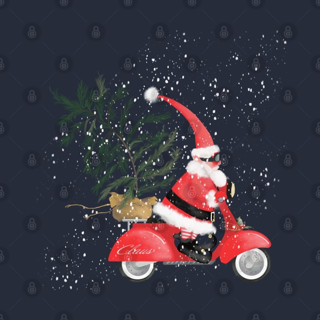 Santa on His Scooter by DesignCat