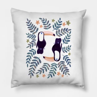 Toucans Pattern - Retro Orange Pillow