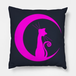 pink moon cat Pillow