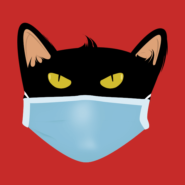 Black cat face wear face mask by Rishirt