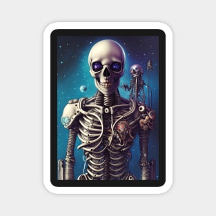 Skeleton Astronaut | Space Skull | Dystopian Art | Skull Astronaut Artwork | Fantasy Astronaut Skull Magnet