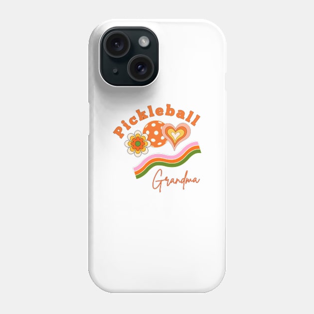 pickleball grandma player retro  heart flower dink paddle Phone Case by KIRBY-Z Studio