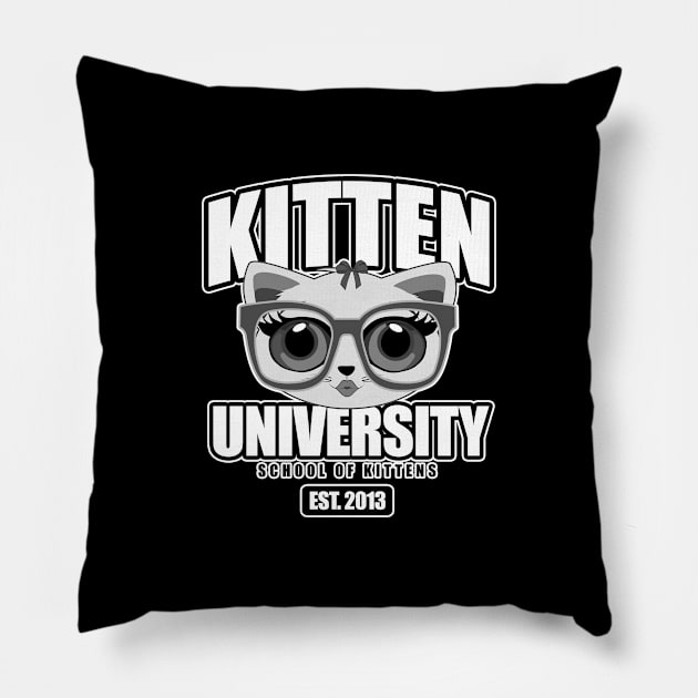 Kitten University - Grey Pillow by adamzworld