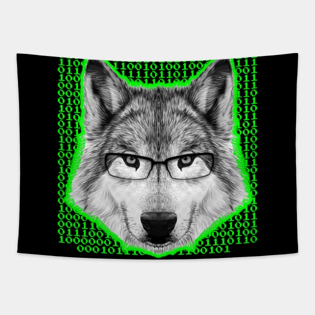 HACKER WOLF IS AWARE WOLF Tapestry by TSOL Games