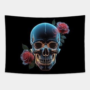 Skull & Red Roses Tapestry