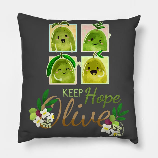 Keep Hope Olive - Punny Garden Pillow by punnygarden