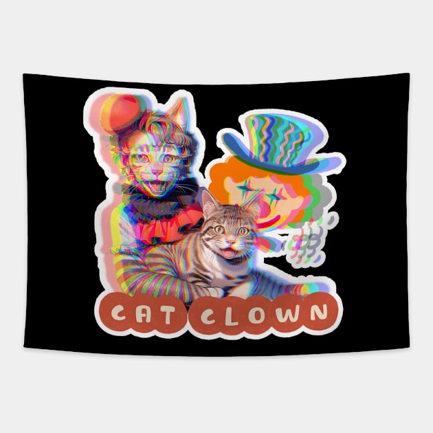 Cat Clown,Cat Joker,Cat Miaw Lover Tapestry by LycheeDesign