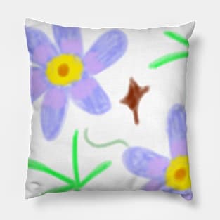 Purple pink orange floral art Pillow