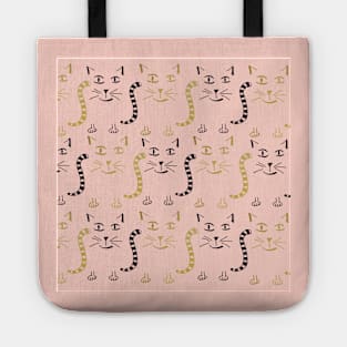 Gold black cats pattern on pink Tote