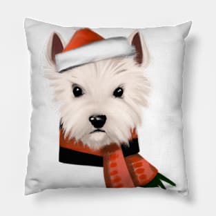 Cute West Highland White Terrier Drawing Pillow