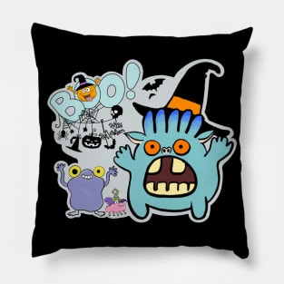 Boo! Happy Halloween Monsters! Pillow