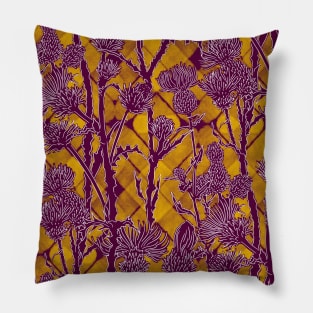 Magnolia Yellow Thistle Flowers Pillow